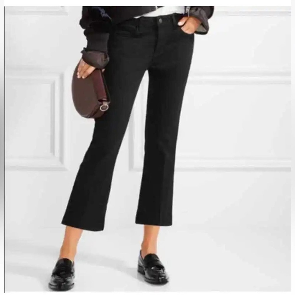 NWT L'AGENCE Charlotte Black Mid-Rise Crop Flare Jeans size 27